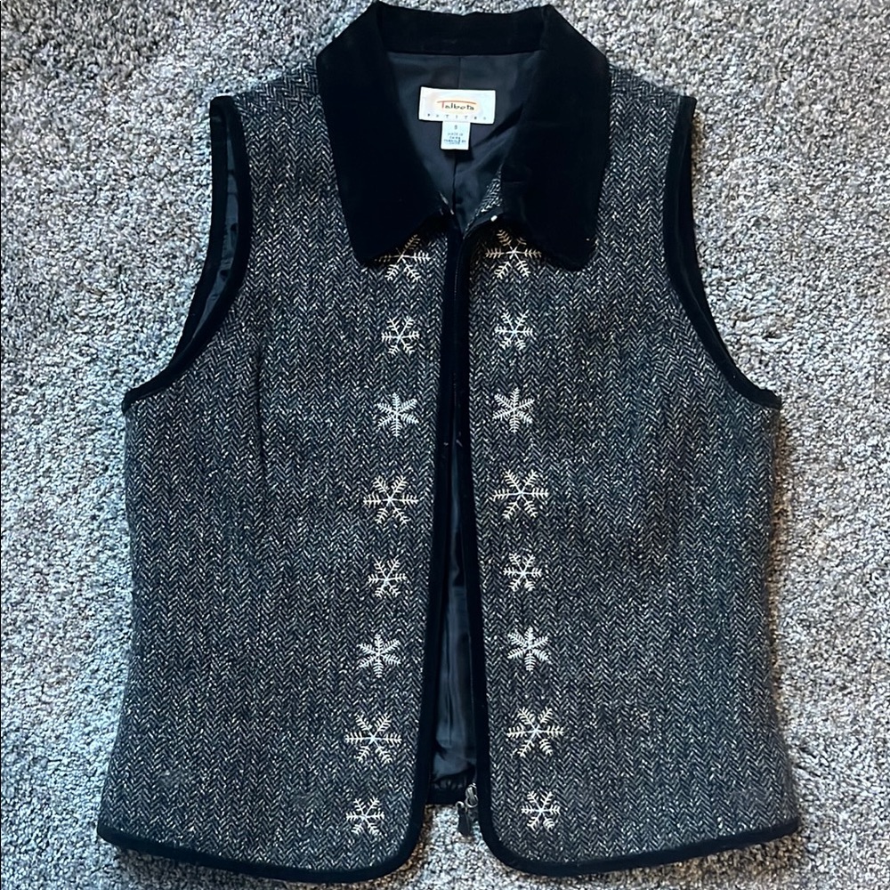 Talbots Black and Gray Vest